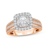 Thumbnail Image 1 of Princess-Cut Diamond Cushion Halo Engagement Ring 1-1/4 ct tw 14K Rose Gold