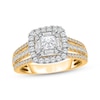 Thumbnail Image 1 of Princess-Cut Diamond Cushion Halo Engagement Ring 1-1/4 ct tw 14K Yellow Gold