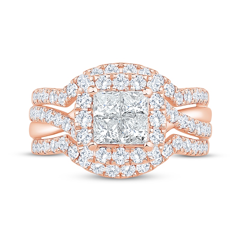 Main Image 3 of Princess-Cut Diamond Quad Halo Engagement Ring 2 ct tw 14K Rose Gold