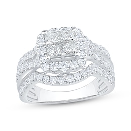 Princess-Cut Diamond Quad Halo Engagement Ring 2 ct tw 14K White Gold