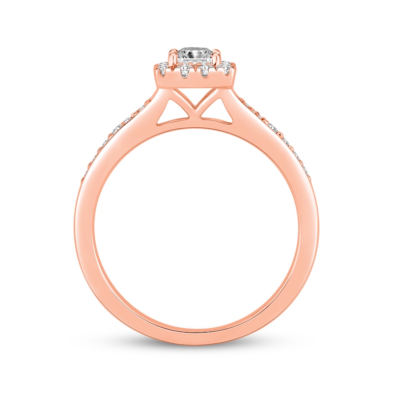 Princess-Cut Diamond Halo Engagement Ring 5/8 ct tw 10K Rose Gold