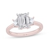 Thumbnail Image 1 of Lab-Grown Diamonds by KAY Emerald & Trapezoid-Cut Three-Stone Engagement Ring 4-1/6 ct tw 14K Rose Gold