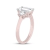 Thumbnail Image 2 of Lab-Grown Diamonds by KAY Emerald & Trapezoid-Cut Three-Stone Engagement Ring 4-1/6 ct tw 14K Rose Gold