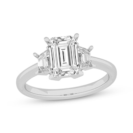 Lab-Created Diamonds by KAY Emerald & Trapezoid-Cut Three-Stone Engagement Ring 4-1/6 ct tw 14K White Gold