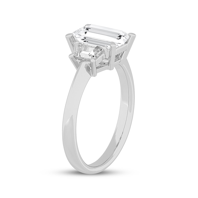 Lab-Created Diamonds by KAY Emerald & Trapezoid-Cut Three-Stone Engagement Ring 4-1/6 ct tw 14K White Gold