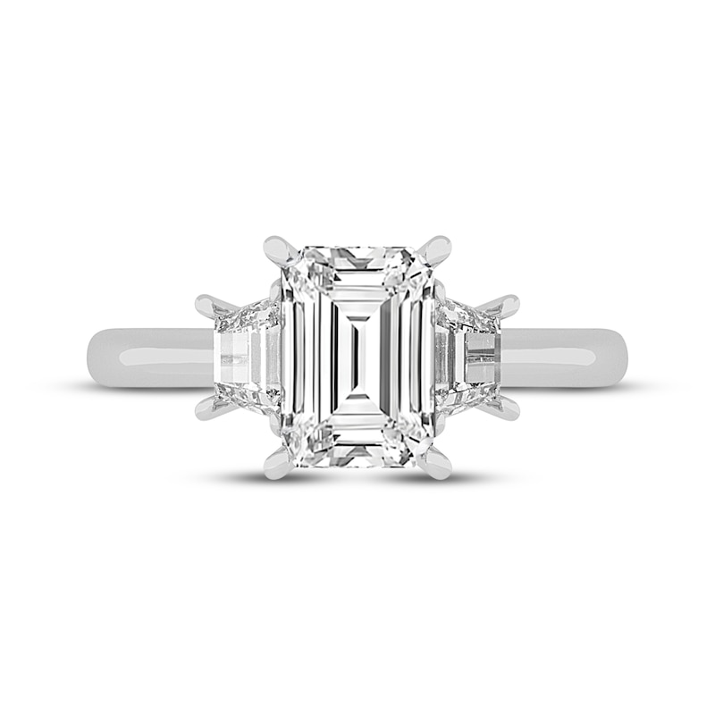 Lab-Created Diamonds by KAY Emerald & Trapezoid-Cut Three-Stone Engagement Ring 4-1/6 ct tw 14K White Gold