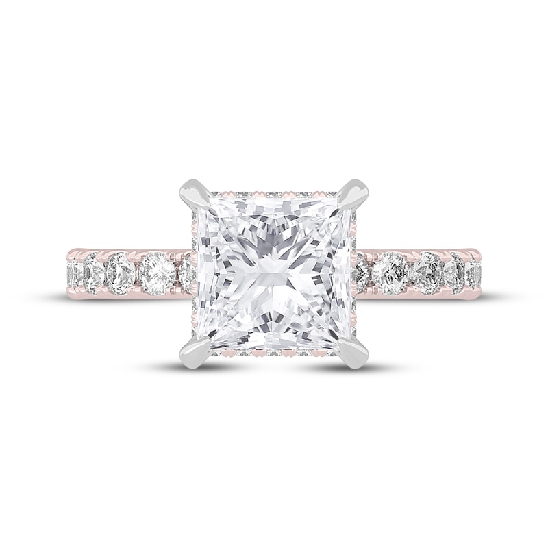 Main Image 3 of Now + Forever Lab-Grown Diamonds Princess-Cut Engagement Ring 3-7/8 ct tw 14K Rose Gold