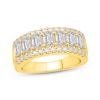 Thumbnail Image 1 of Now + Forever Lab-Grown Diamonds Emerald-Cut & Round-Cut Anniversary Ring 2-1/2 ct tw 14K Yellow Gold