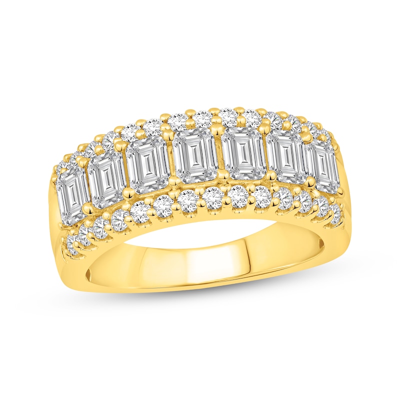 Main Image 1 of Now + Forever Lab-Grown Diamonds Emerald-Cut & Round-Cut Anniversary Ring 2-1/2 ct tw 14K Yellow Gold