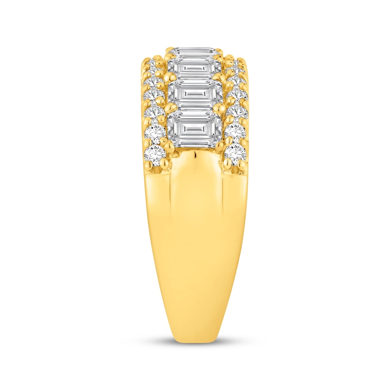 Lab-Grown Diamonds by KAY Emerald-Cut & Round-Cut Anniversary Ring 2-1/2 ct tw 14K Yellow Gold