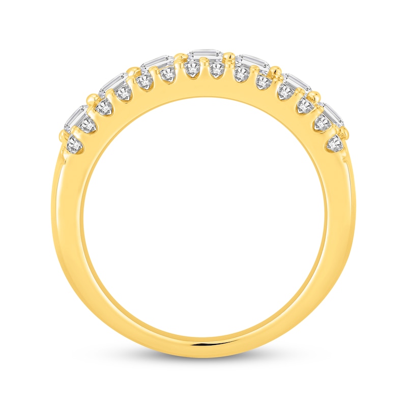 Lab-Grown Diamonds by KAY Emerald-Cut & Round-Cut Anniversary Ring 2-1/2 ct tw 14K Yellow Gold