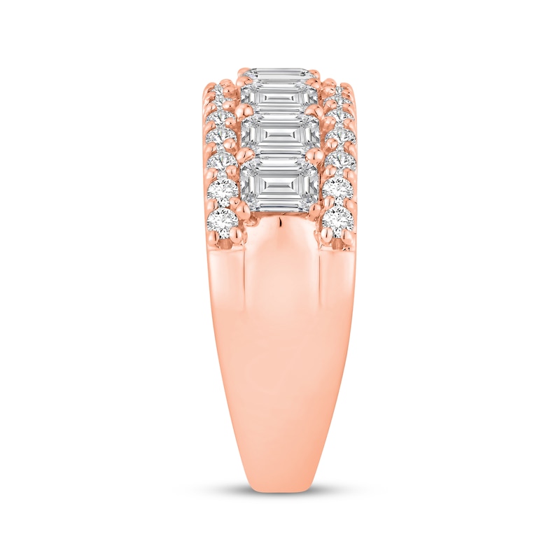 Main Image 2 of Lab-Grown Diamonds by KAY Emerald-Cut & Round-Cut Anniversary Ring 2-1/2 ct tw 14K Rose Gold