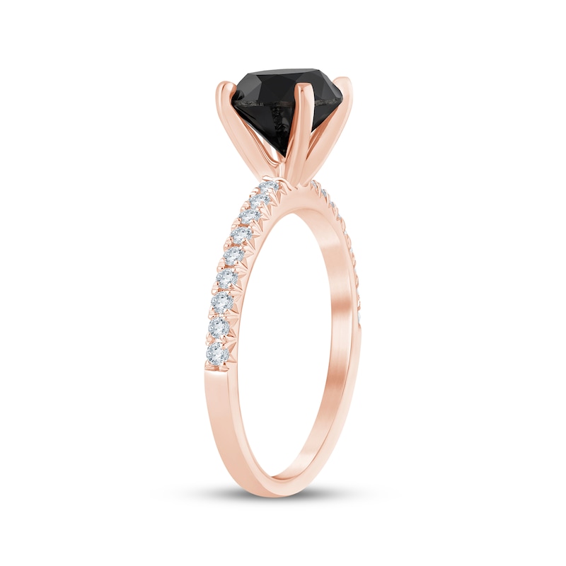 Round-Cut Black & White Diamond Engagement Ring 2-1/5 ct tw 14K Rose Gold