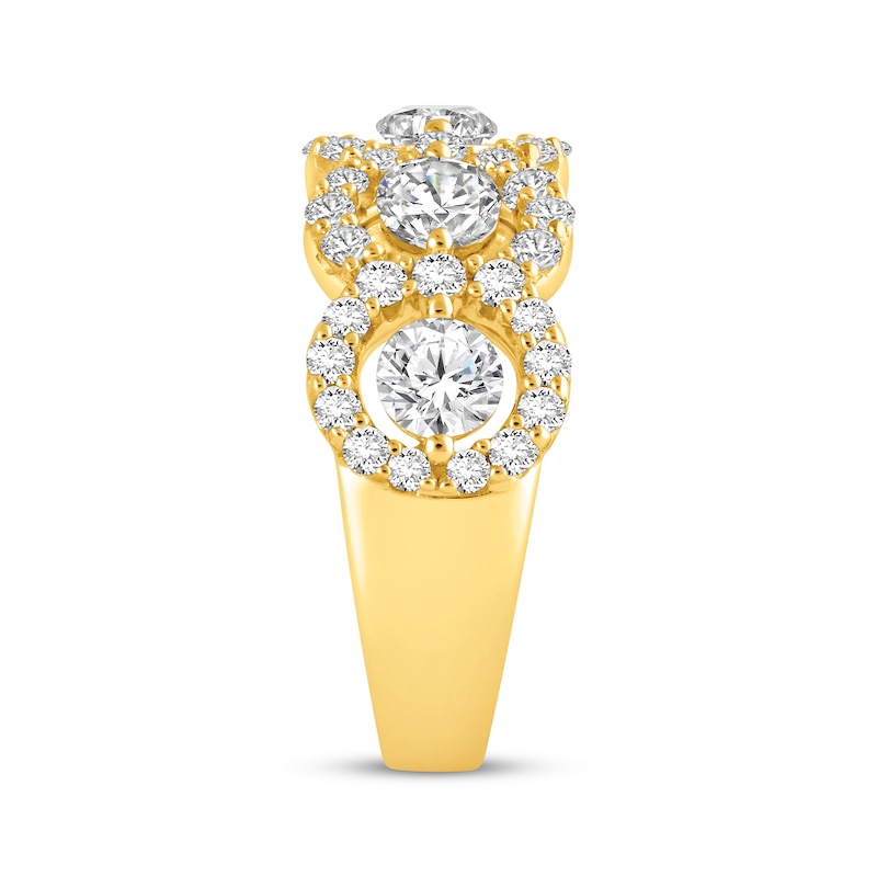 Main Image 2 of Lab-Grown Diamonds by KAY Five-Stone Halo Anniversary Ring 2 ct tw 14K Yellow Gold