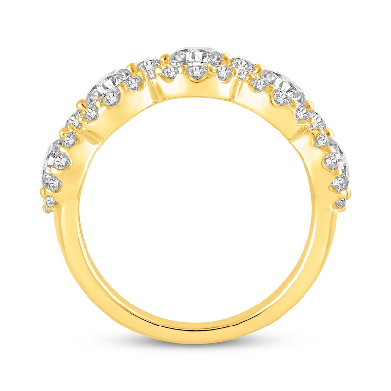 Main Image 3 of Now + Forever Lab-Grown Diamonds Five-Stone Halo Anniversary Ring 2 ct tw 14K Yellow Gold