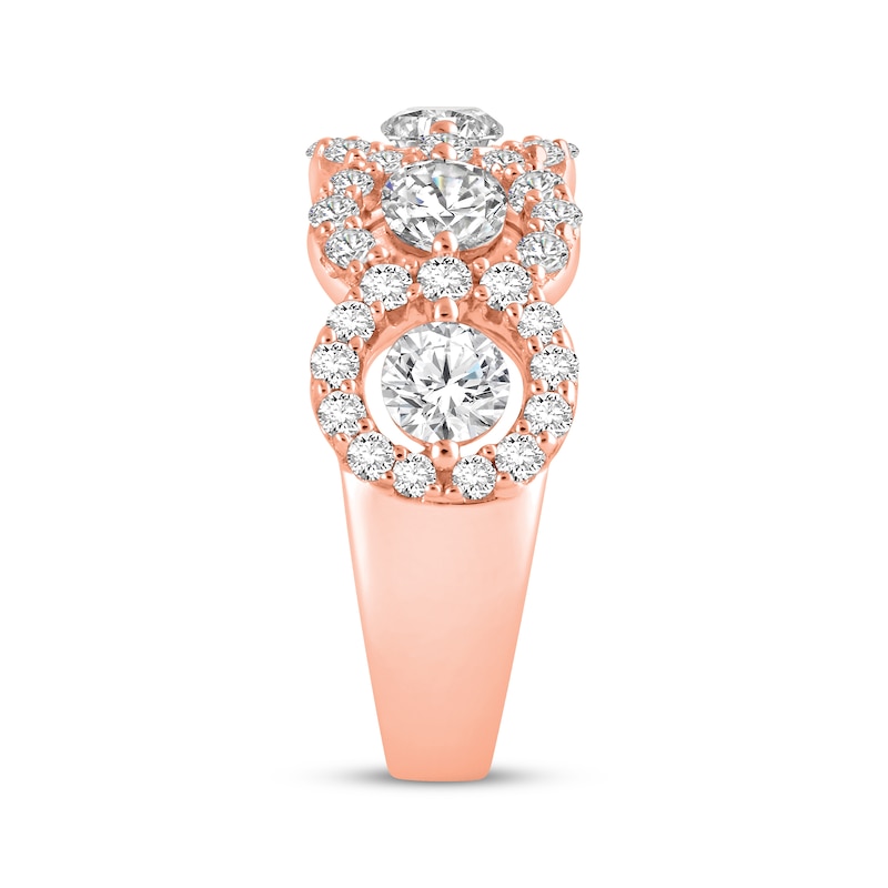 Main Image 2 of Now + Forever Lab-Grown Diamonds Five-Stone Halo Anniversary Ring 2 ct tw 14K Rose Gold