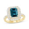 Thumbnail Image 0 of Octagon-Cut London Blue Topaz & Diamond Double Halo Engagement Ring 7/8 ct tw 14K Yellow Gold