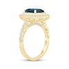 Thumbnail Image 1 of Octagon-Cut London Blue Topaz & Diamond Double Halo Engagement Ring 7/8 ct tw 14K Yellow Gold