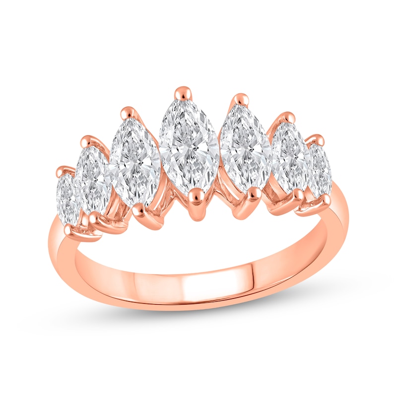 Main Image 1 of Lab-Grown Diamonds by KAY Marquise-Cut Seven-Stone Anniversary Ring 2 ct tw 14K Rose Gold