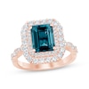 Thumbnail Image 0 of Octagon-Cut London Blue Topaz & Diamond Double Halo Engagement Ring 7/8 ct tw 14K Rose Gold