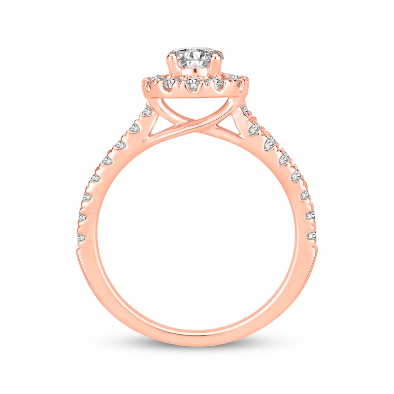 Main Image 3 of Lab-Grown Diamonds by KAY Round-Cut Halo Engagement Ring 1-1/4 ct tw 14K Rose Gold