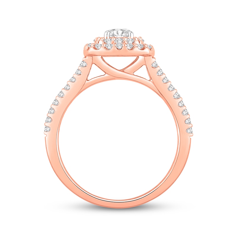 Main Image 3 of Lab-Grown Diamonds by KAY Round-Cut Double Cushion Halo Engagement Ring 1 ct tw 14K Rose Gold