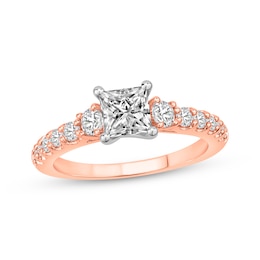 Now + Forever Lab-Grown Diamonds Princess-Cut Engagement Ring 1-1/2 ct tw 14K Rose Gold