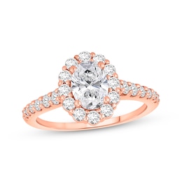 Lab-Grown Diamonds by KAY Oval-Cut Halo Engagement Ring 1-3/4 ct tw 14K Rose Gold