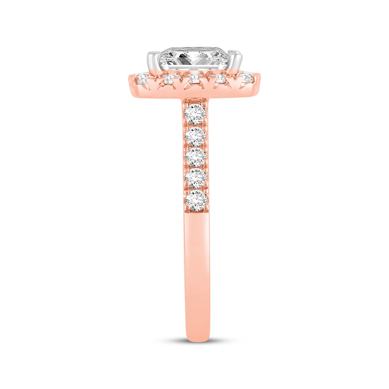 Main Image 2 of Lab-Grown Diamonds by KAY Princess-Cut Cushion Halo Engagement Ring 2-3/4 ct tw 14K Rose Gold