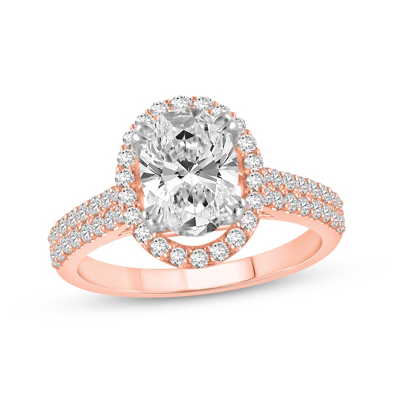 Main Image 1 of Lab-Grown Diamonds by KAY Oval-Cut Engagement Ring 2-1/2 ct tw 14K Rose Gold