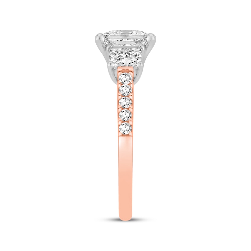 Lab-Grown Diamonds by KAY Princess-Cut Three-Stone Engagement Ring 2-1/5 ct tw 14K Rose Gold