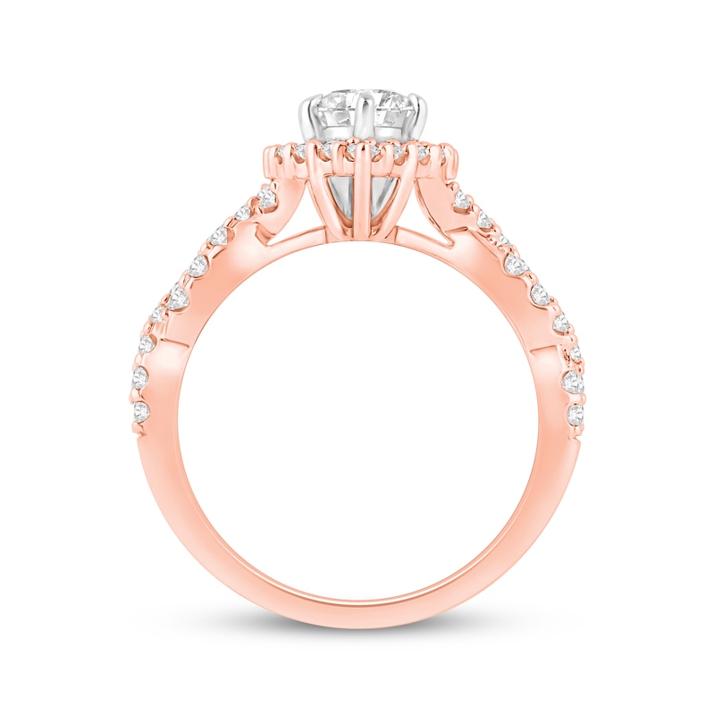 Lab-Created Diamonds by KAY Marquise-Cut Halo Engagement Ring 1-1/2 ct tw 14K Rose Gold