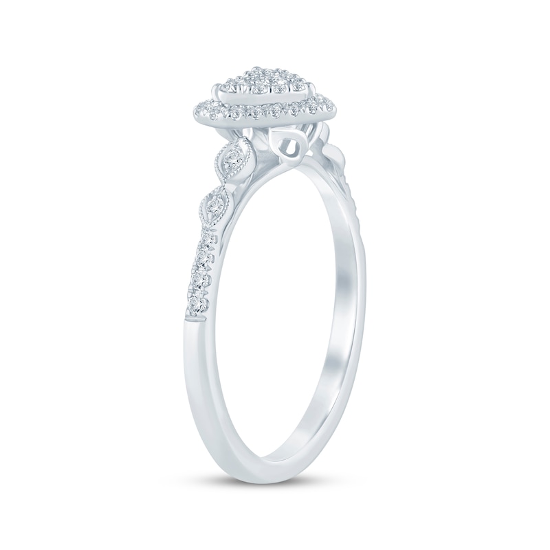 Main Image 2 of Now + Forever Multi-Diamond Center Heart Engagement Ring 1/4 ct tw 10K White Gold