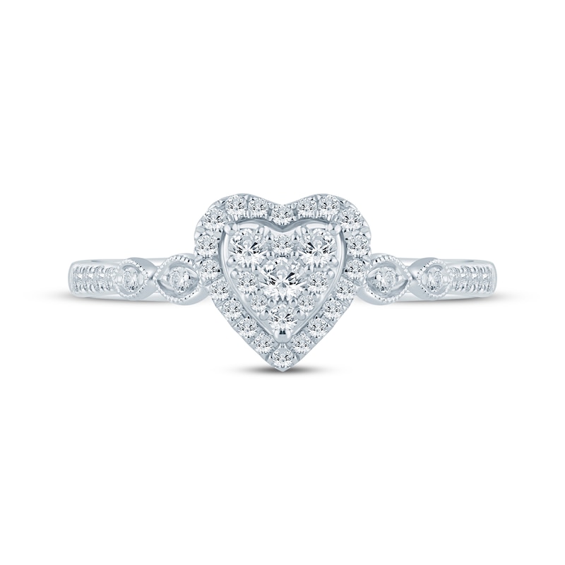 Main Image 3 of Now + Forever Multi-Diamond Center Heart Engagement Ring 1/4 ct tw 10K White Gold