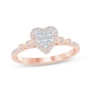 Thumbnail Image 1 of Now + Forever Multi-Diamond Center Heart Engagement Ring 1/4 ct tw 10K Rose Gold