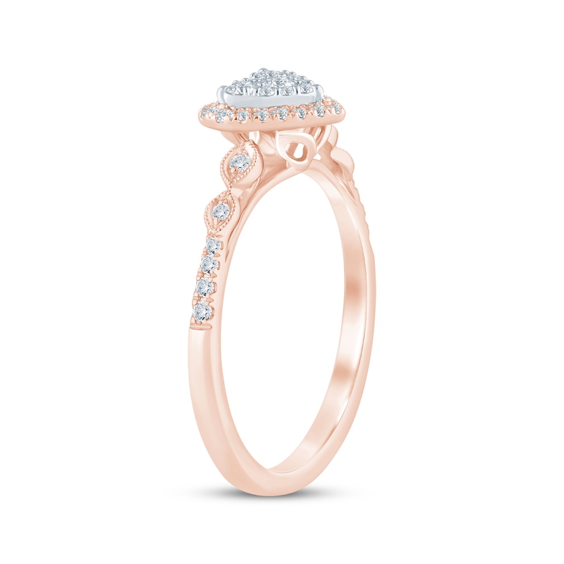 Main Image 2 of Now + Forever Multi-Diamond Center Heart Engagement Ring 1/4 ct tw 10K Rose Gold