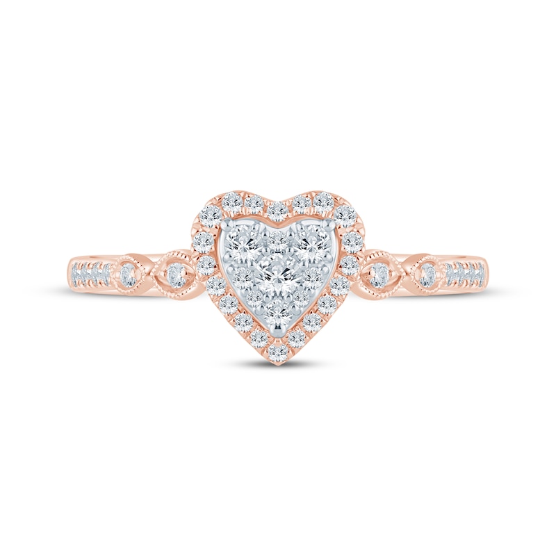 Main Image 3 of Now + Forever Multi-Diamond Center Heart Engagement Ring 1/4 ct tw 10K Rose Gold