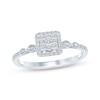 Thumbnail Image 0 of Multi-Diamond Center Square Halo Engagement Ring 1/4 ct tw 10K White Gold