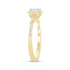 Thumbnail Image 1 of Multi-Diamond Center Square Halo Engagement Ring 1/4 ct tw 10K Yellow Gold