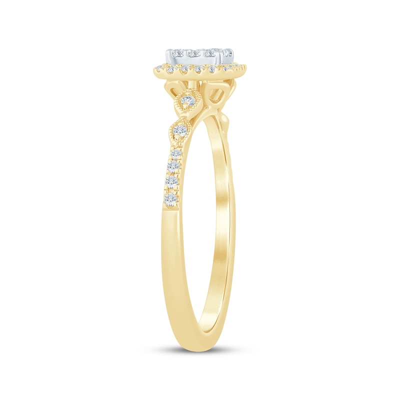 Multi-Diamond Center Square Halo Engagement Ring 1/4 ct tw 10K Yellow Gold