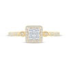 Thumbnail Image 2 of Multi-Diamond Center Square Halo Engagement Ring 1/4 ct tw 10K Yellow Gold