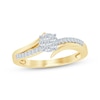 Thumbnail Image 1 of Multi-Diamond Center Bypass Engagement Ring 1/4 ct tw 10K Yellow Gold