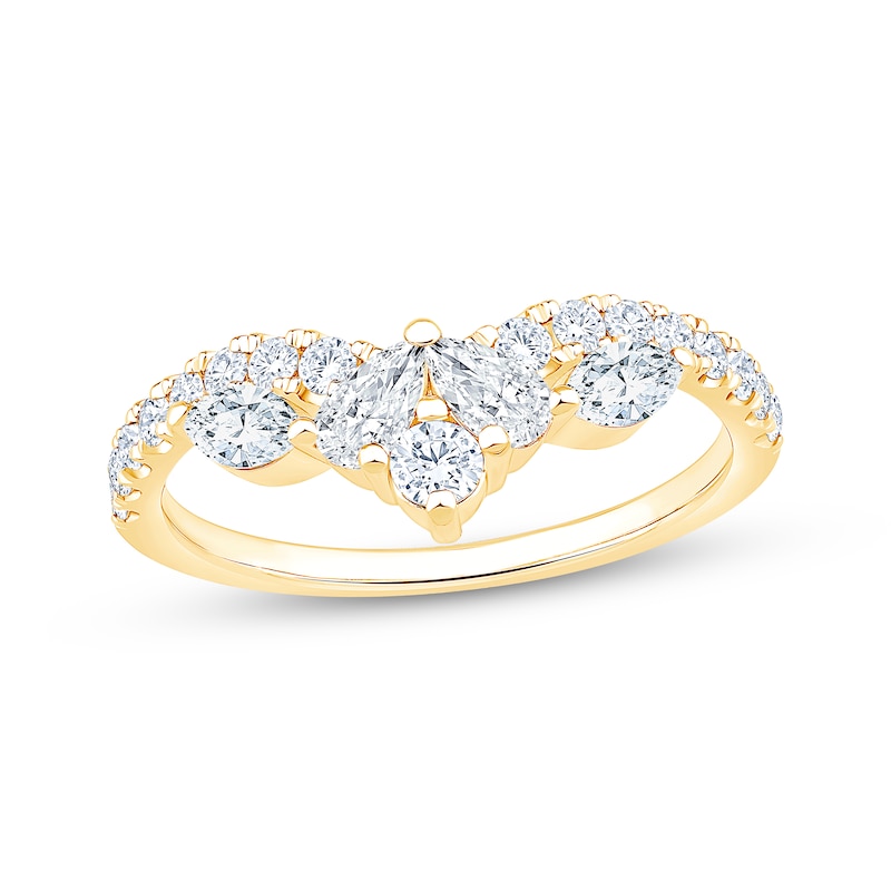 Main Image 1 of Lab-Grown Diamonds by KAY Pear, Marquise & Round-Cut Contour Ring 7/8 ct tw 14K Yellow Gold