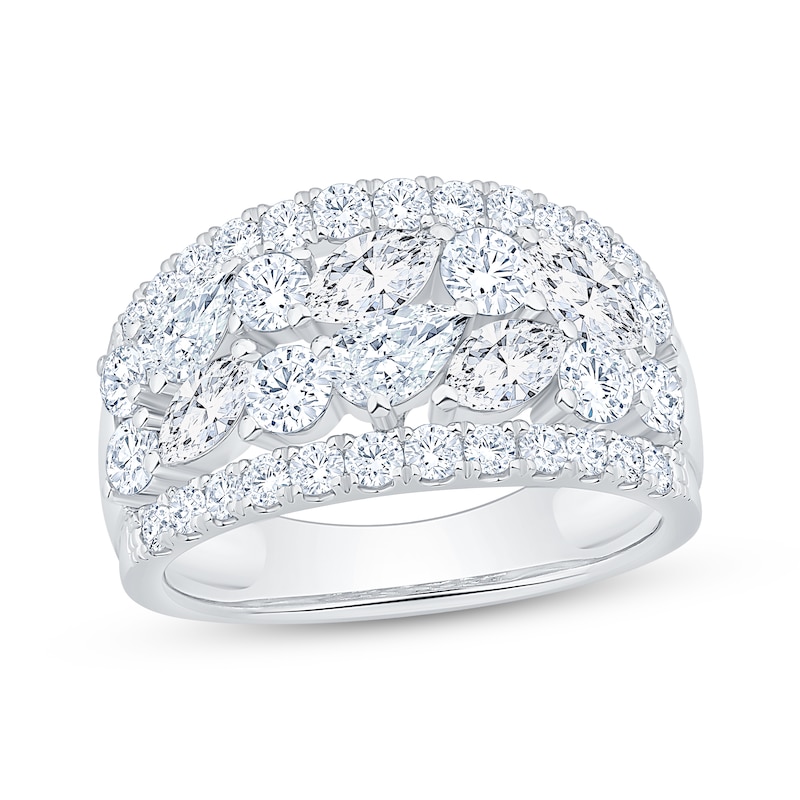 Main Image 1 of Now + Forever Lab-Grown Diamonds Pear, Marquise & Round-Cut Four-Row Anniversary Ring 2-1/2 ct tw 14K White Gold