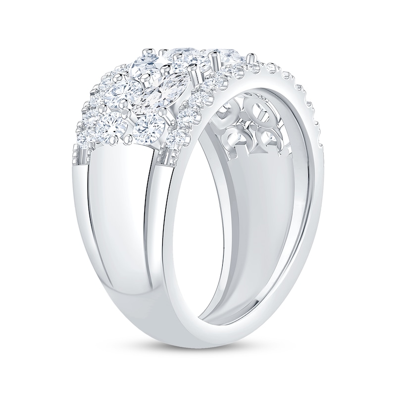 Main Image 2 of Now + Forever Lab-Grown Diamonds Pear, Marquise & Round-Cut Four-Row Anniversary Ring 2-1/2 ct tw 14K White Gold