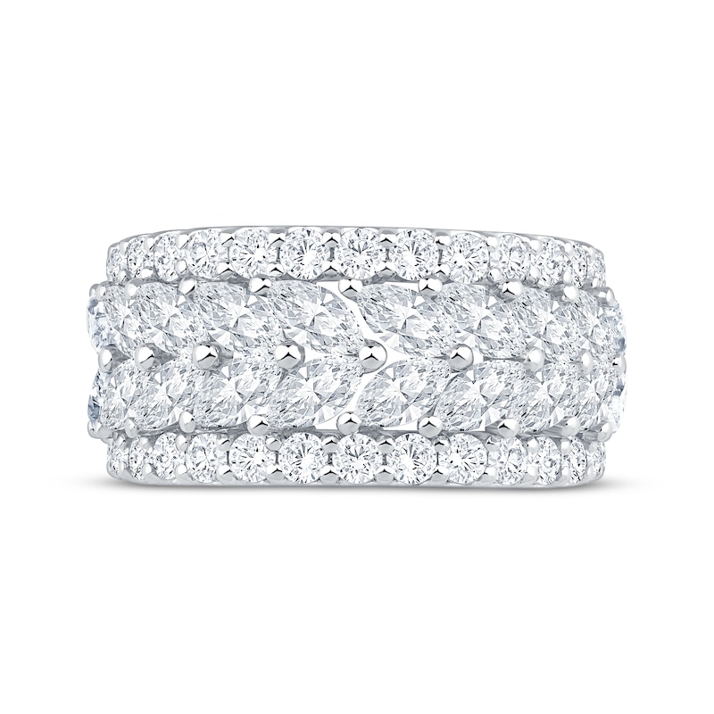 Main Image 3 of Now + Forever Lab-Grown Diamonds Marquise & Round-Cut Multi-Row Anniversary Ring 3 ct tw 14K White Gold