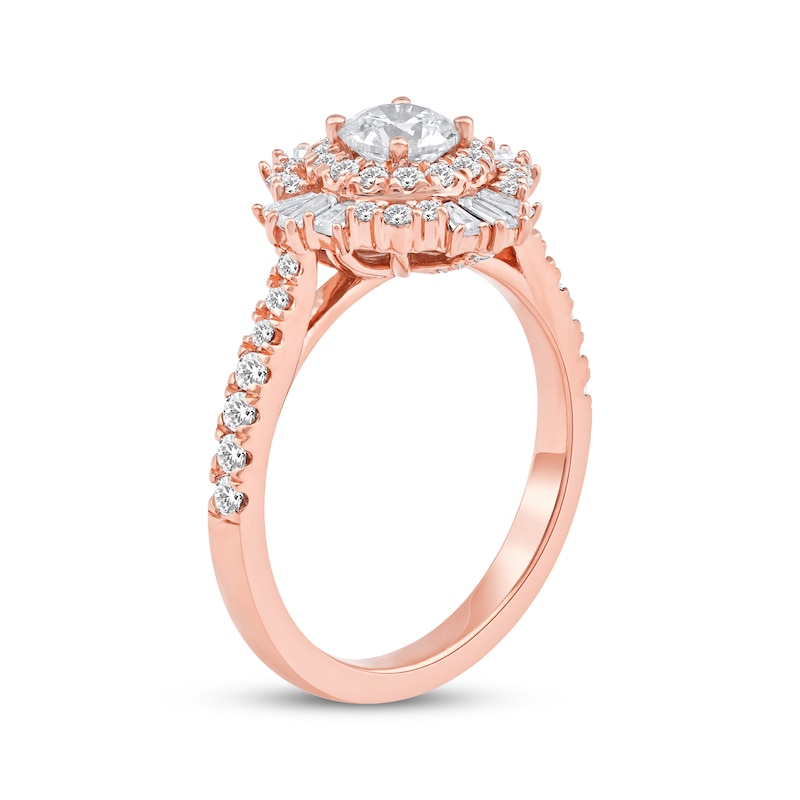 Main Image 2 of Round-Cut Diamond Starburst Halo Engagement Ring 1-1/4 ct tw 14K Rose Gold