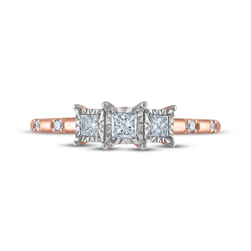 Memories, Moments, Magic Princess-Cut Diamond Three-Stone Engagement Ring 1/4 ct tw 14K Rose Gold