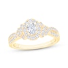 Thumbnail Image 1 of Oval-Cut Diamond Halo Engagement Ring 3/4 ct tw 14K Yellow Gold