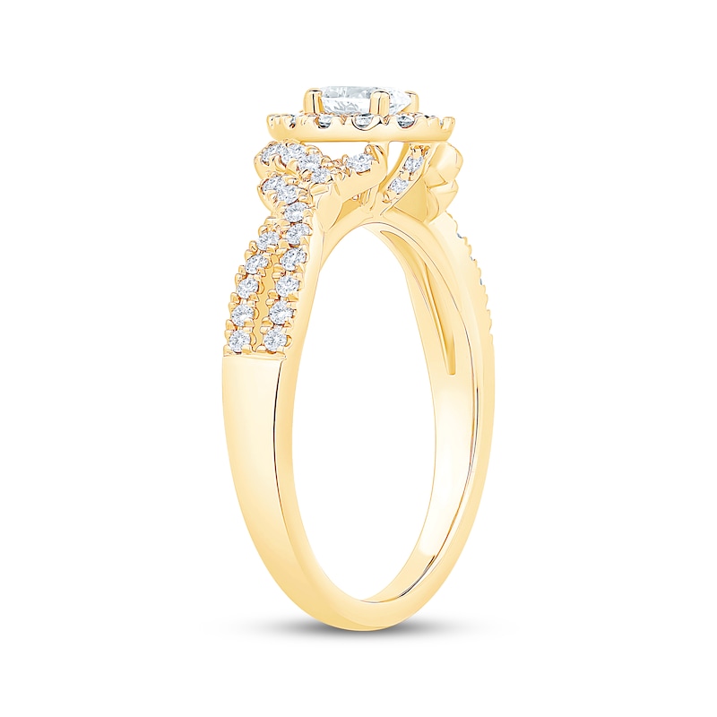 Main Image 2 of Oval-Cut Diamond Halo Engagement Ring 3/4 ct tw 14K Yellow Gold